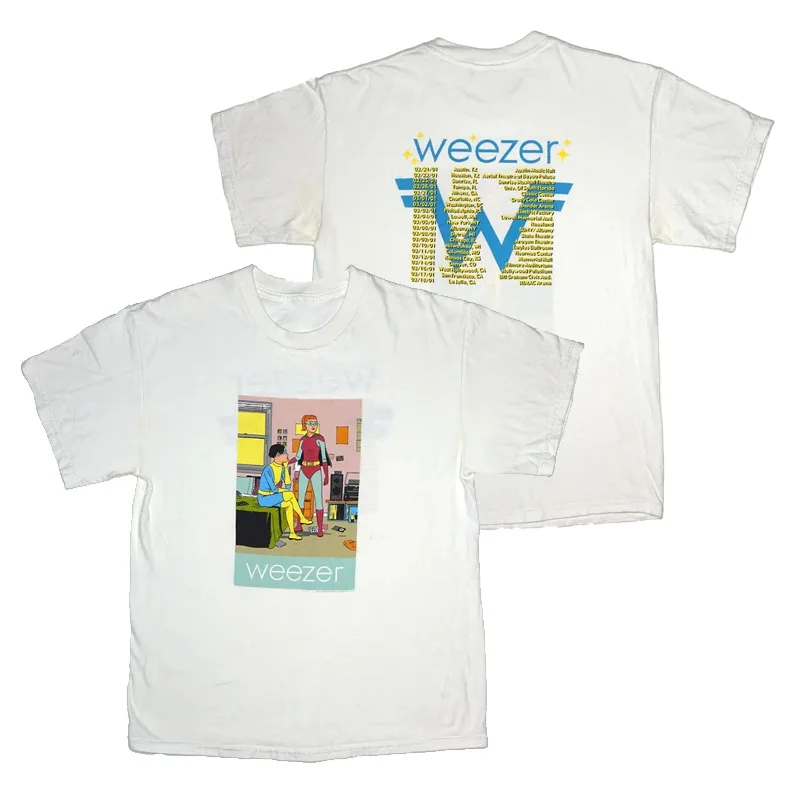 2026 Weezer Alternative Rock Band - Simple and Elegant American-style Vintage Short-sleeved T-shirt with English Letters