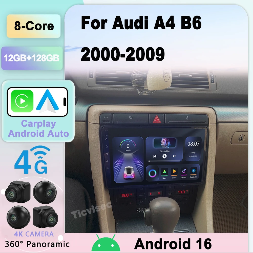 

Car Radio Android 16 For Audi A4 B6 B7 S4 B7 B6 RS4 SEAT Exeo 2008-2012 Multimedia Video Player Navigation GPS Carplay
