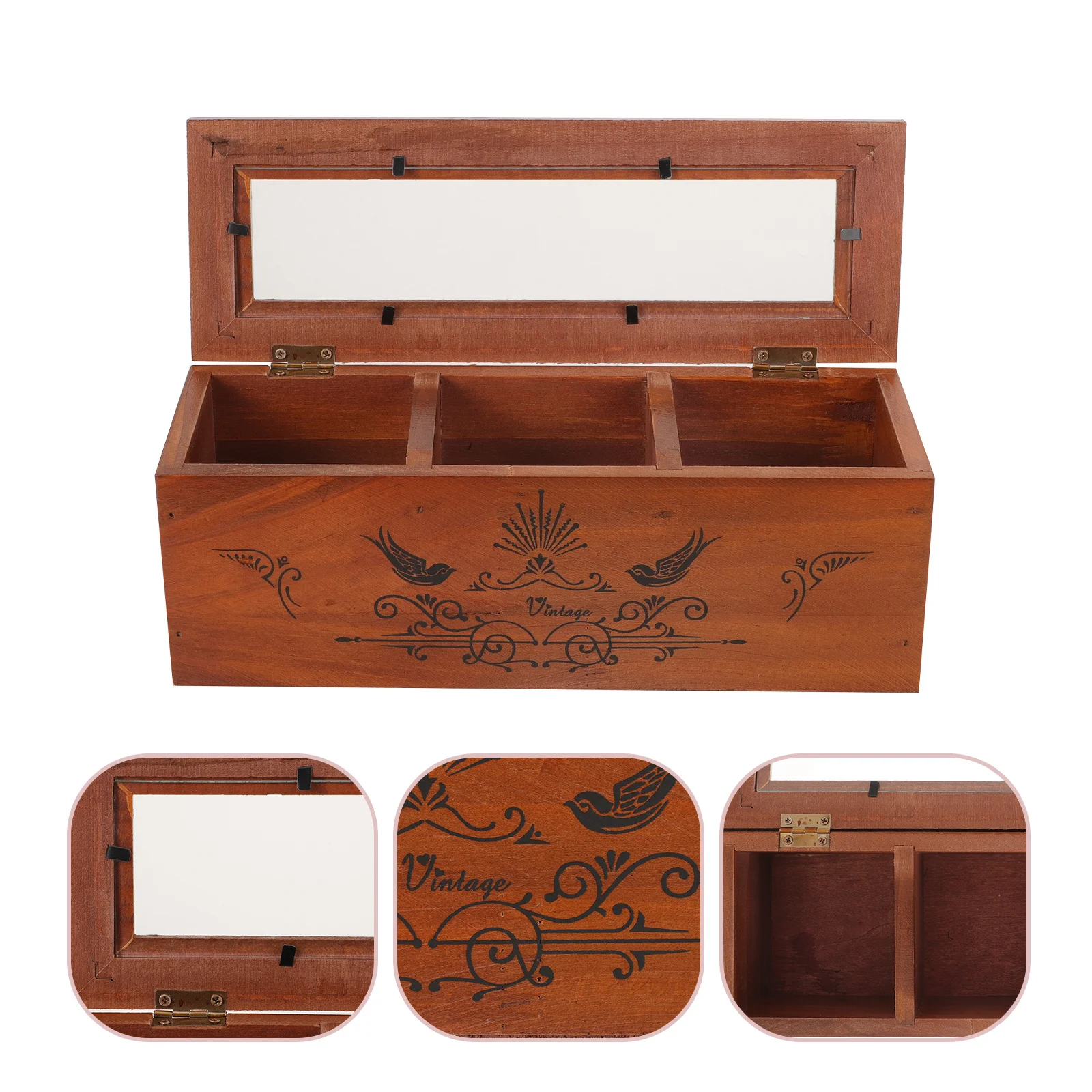 

Wooden Jewelry Box Vintage Compartments Desktop Jewelry Storage Holder for Women Girls Gift Birthday Christmas