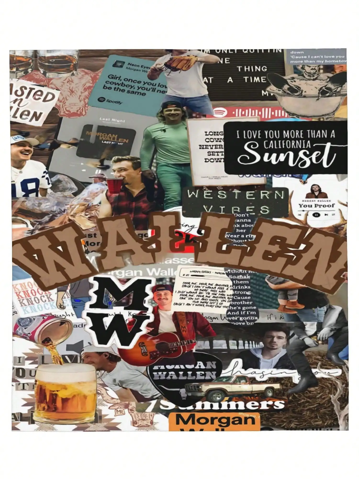 Customize 1pcs Soft Personalised Morgan Merch Wallen Flannel Thick Blanket, Suitable For Sofa, Bed, Living Room, Travel, Office,