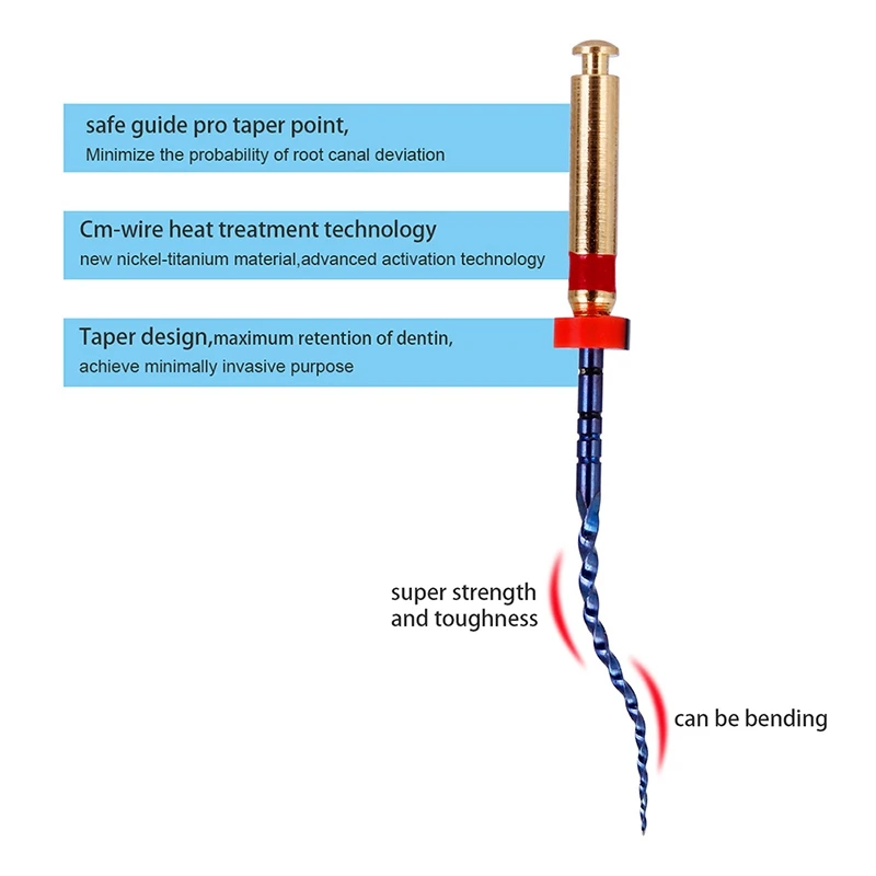 6Pcs Dental Endodontic Engine Use NiTi Rotary Heat Activated Files Reciprocating Endodontic Root Canal Files 25mm