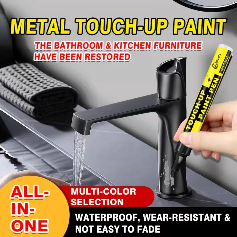 Multi-Purpose Metal Paint Repair Pen, Refinishes Faucets, Towel Racks, Car Rims & Hardware