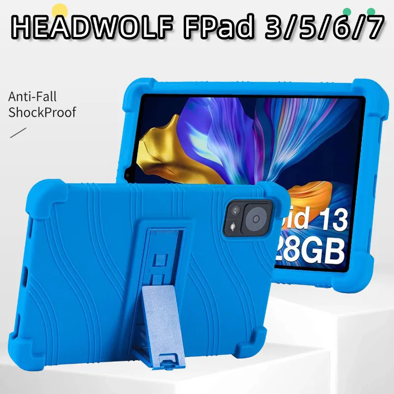

Soft Silicone Tablet Case For Headwolf FPad 7 6 5 3 8.7 inch Adjustable Multi-angles Kickstand Cover Shockproof Kids Safe