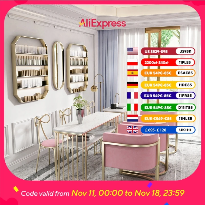 

Luxury Design Kawaii Nail Desk Chair Professional Organizer Aesthetic Nordic Nail Table Art Modern Tavolo Unghie Salon Furniture