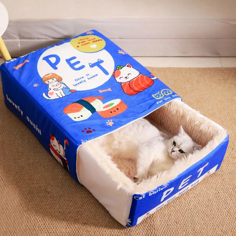 Snack Box Cat Litter Pet Cat and Dog Bed Rectangular Fully Enclosed Security Cookie Box Four Seasons Universal Pet Litter