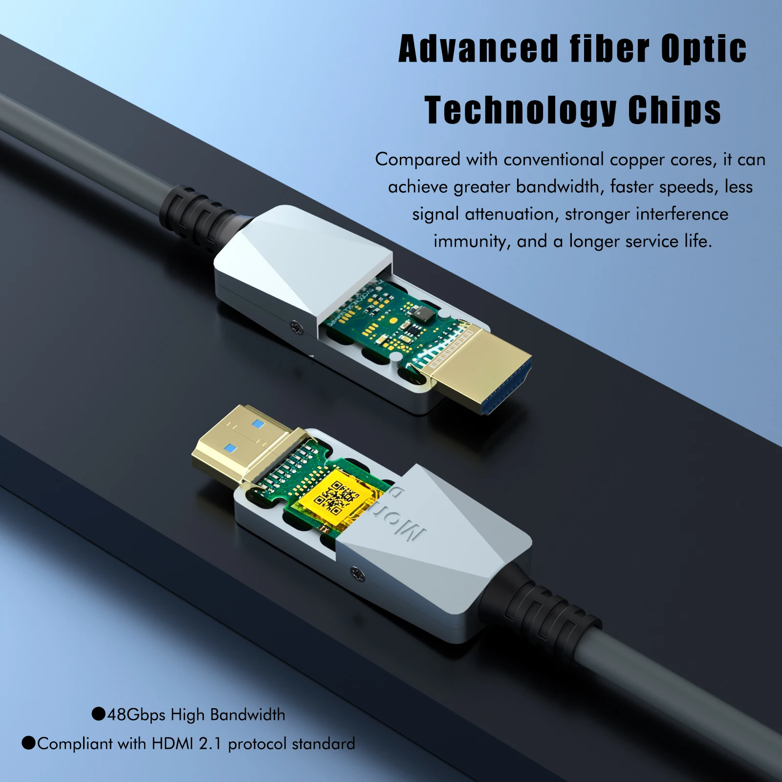8K HDMI 2.1 Glasfaserkabel 8K HDMI-kompatibles 2.1 Kabel HDMI-Kabel 120Hz 48Gbps HDR HDCP für HD TV Box Projektor PS3/4 Ultra – Detail 4