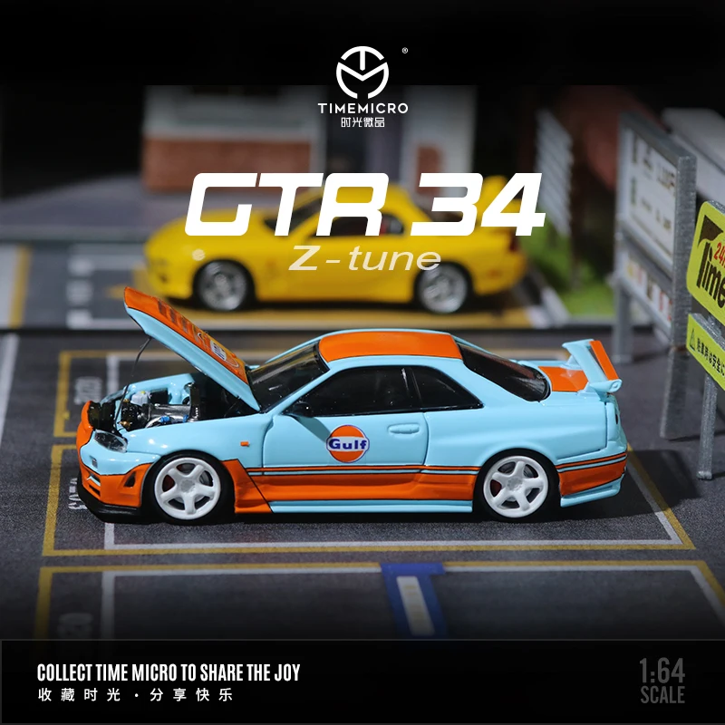 TimeMicro 1:64 GTR34 Gulf theme painted alloy car model