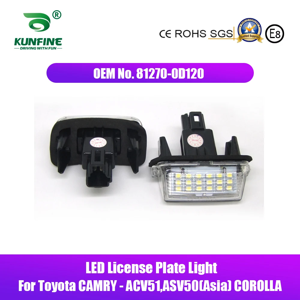 2PCs Car LED Number License Plate Light LED License Lamp For Toyota CAMRY - ACV51,ASV50(Asia) COROLLA OEM No. 81270-0D120