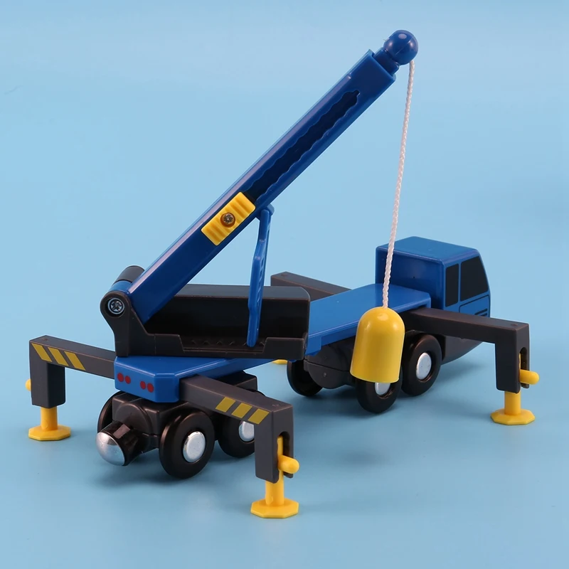2x trem conjunto de brinquedos acessórios mini guindaste caminhão brinquedo vheicles crianças brinquedo compatível com trilhos de madeira ferroviária