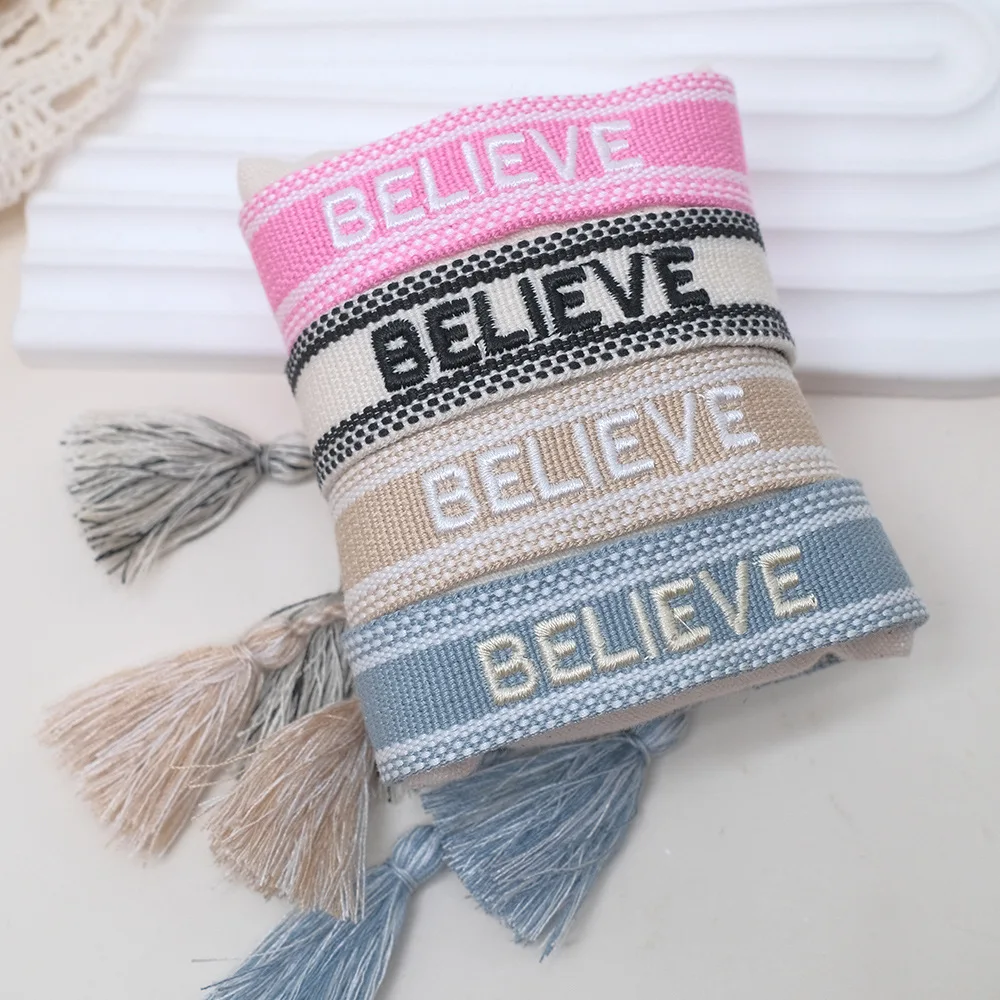 2023 neue Einstellbare Woven Freundschaft Paar Armband Für Frauen Böhmen Geflochtene Stickerei Buchstaben Quaste Armreifen Mode Schmuck – Detail 6