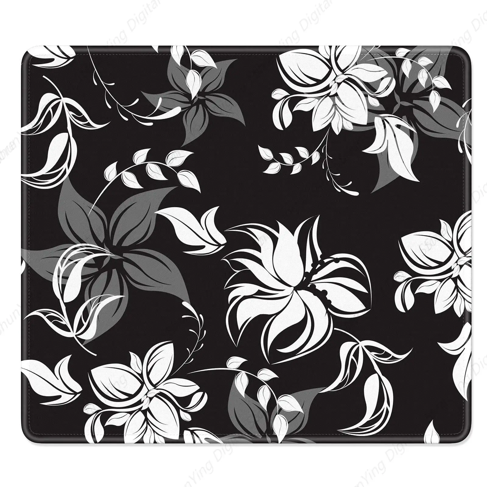 

Black Flower Style Computer Mouse Pad With Anti Slip Rubber Mouse Pad Suitable For Gaming Office And Laptop Computers 25*30cm