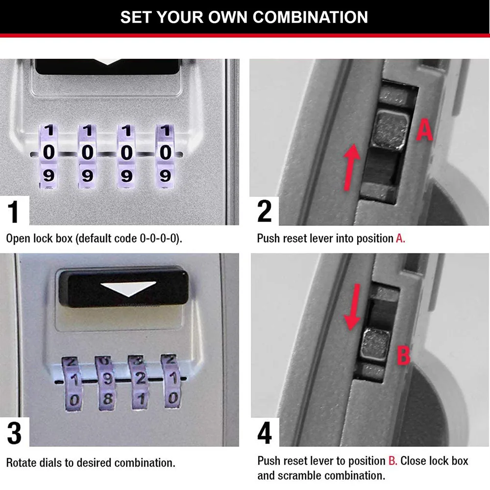 Security Key Lock Box, Smart Safe Armazenamento Lock Box, montado na parede para Outdoor Real Estate Sales, Chaves do carro, 10000 Tipos de Código,