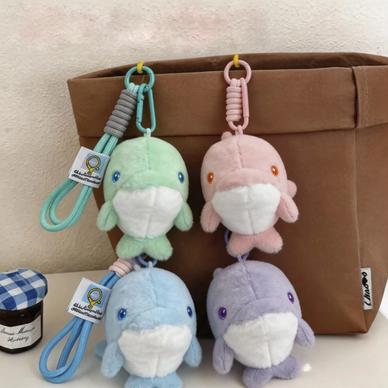 Cute Simple Dolphin Doll Plush Toys Keychain Pendant Backpack Charms Mini Couple Dolls Plush Handbags Pendant Bag Charms Gift