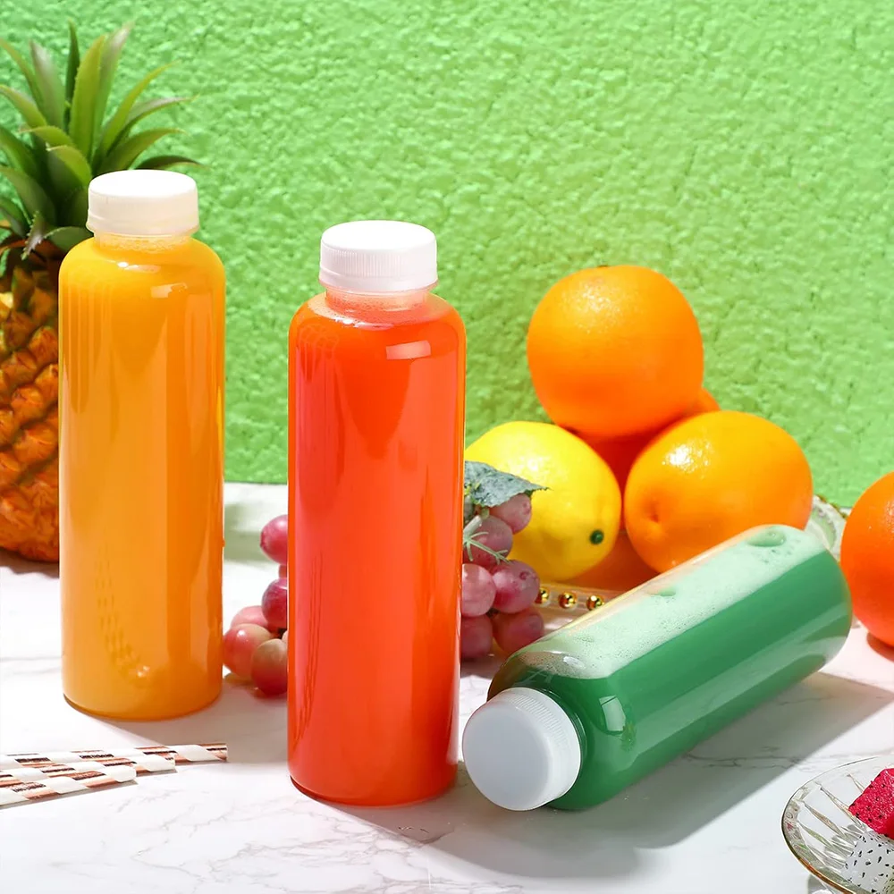 زجاجات عصير بلاستيكية، حاويات مشروبات شفافة قابلة لإعادة الاستخدام، زجاجات مشروبات PET فارغة، السائبة لعصائر مشروبات الشرب والثلاجة