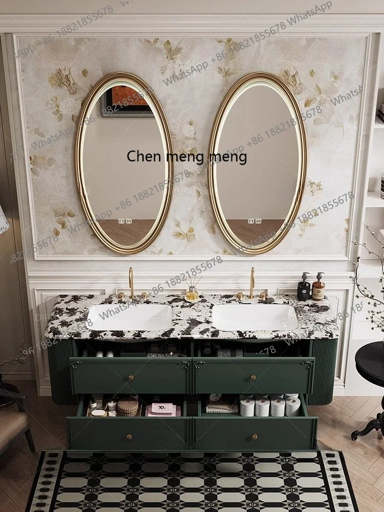 

X Retro bathroom cabinet combination bathroom luxury stone washbasin high-end villa