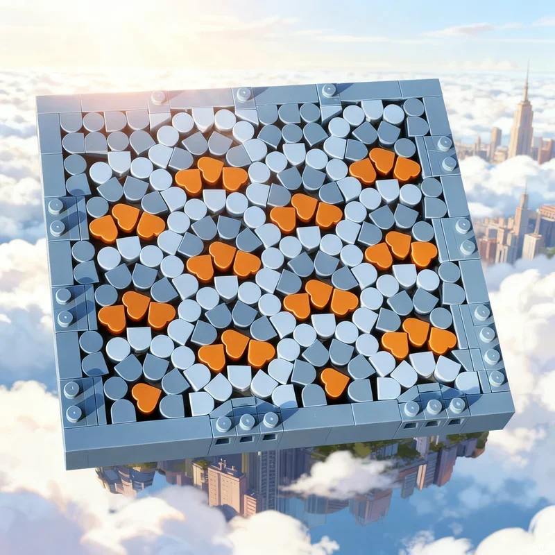 5310pcs MOC City Fan Pattern Cobblestone Model Building Blocks Architecture Assemble Creative Idea Festival Gifts Toys Brick