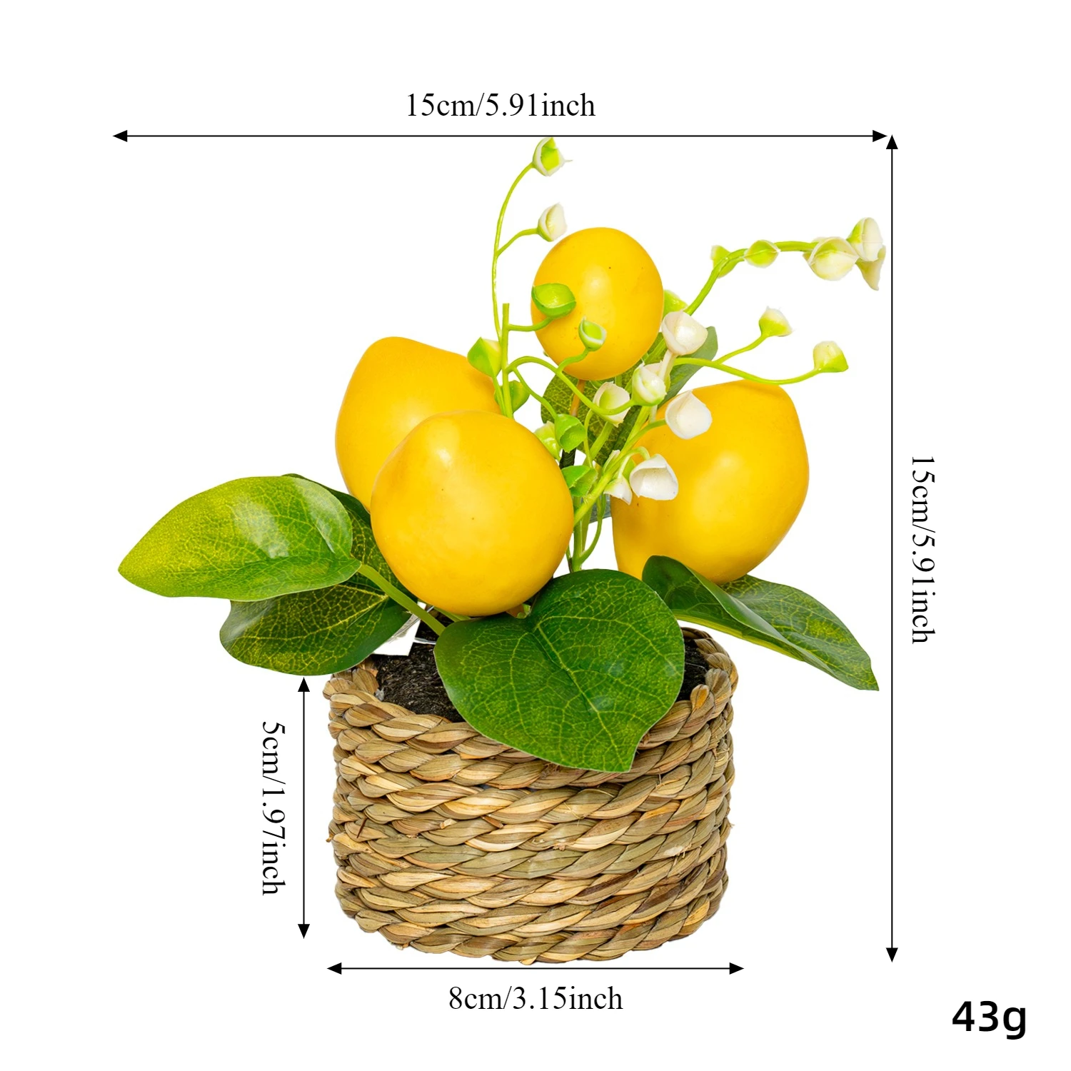 Artificial Lemon Plants Fake Fruit Potted Plant 6inches Fake Lemons Tree with Small Pot Mini Fake Plant for Indoor Outdoor