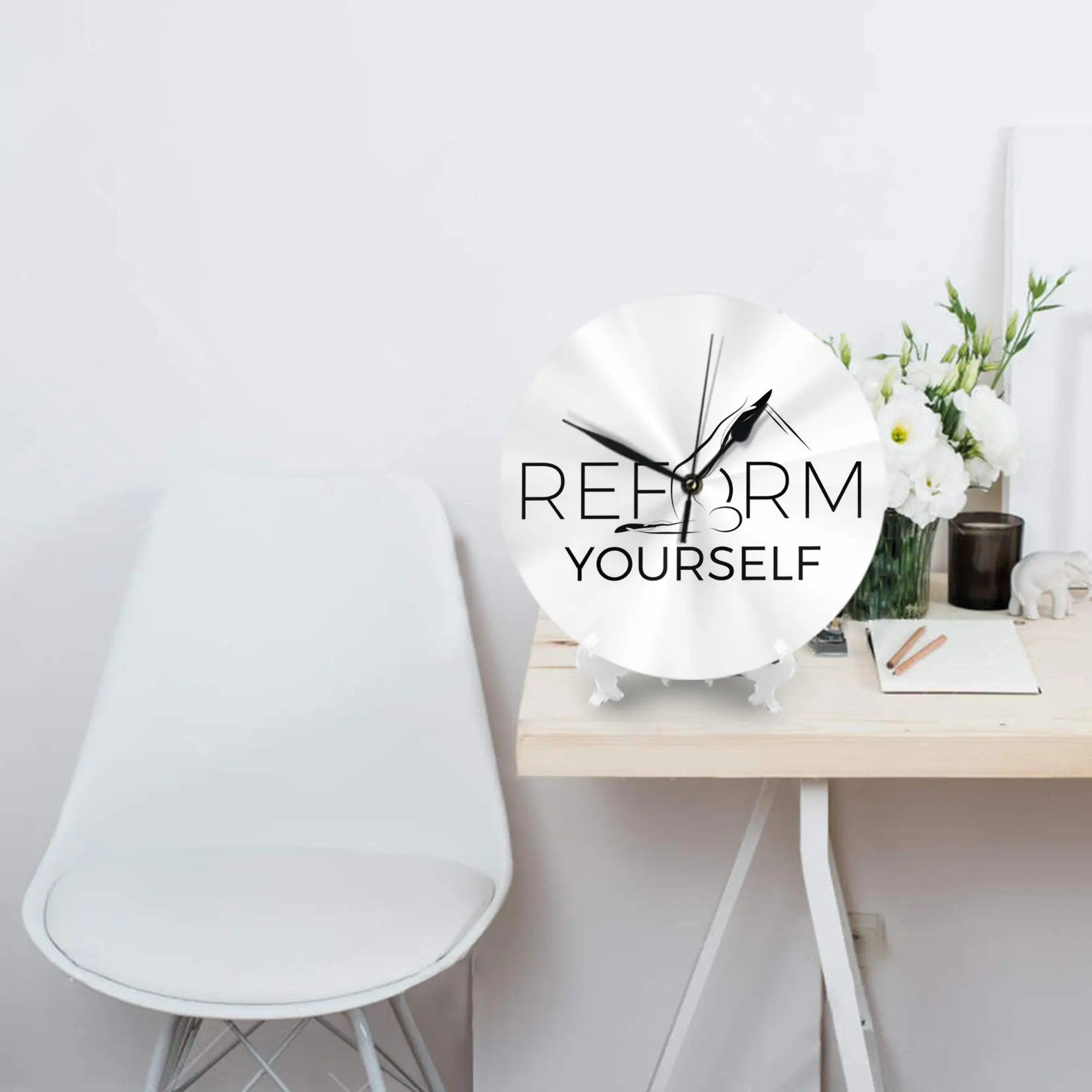 Reformer Pilates Pose Wall Clock Room Decoration Silent Round Clock for Bedroom Living Kitchen Home