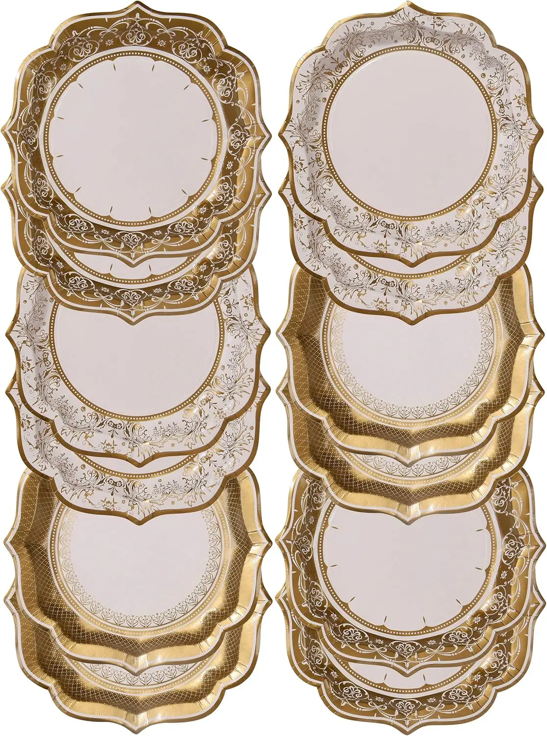 

Набор из 12 штук - золотые бумажные тарелки диаметром 20 см (8 дюймов), идеальные принадлежности для вечеринок, подходят для Рождества, чаепития, дня рождения.