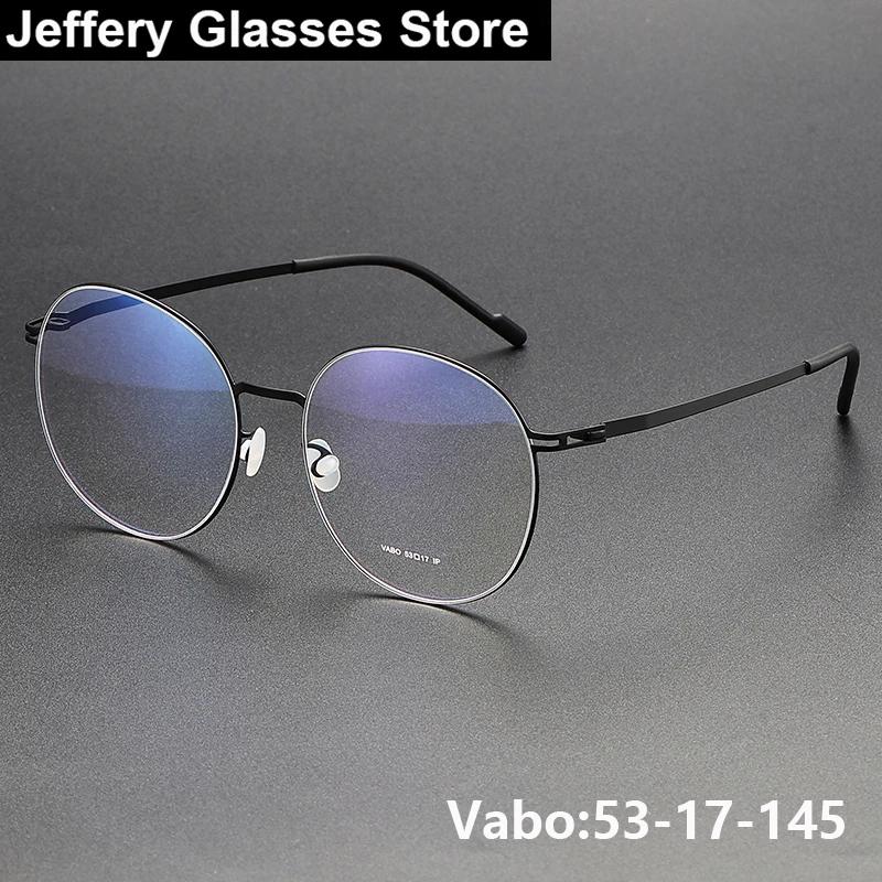 

Germany Round Screwless Glasses Frame Men Women Ultralight VABO Eyeglasses Brand Design Fashion Thin Rim Business Eyewear Gafas