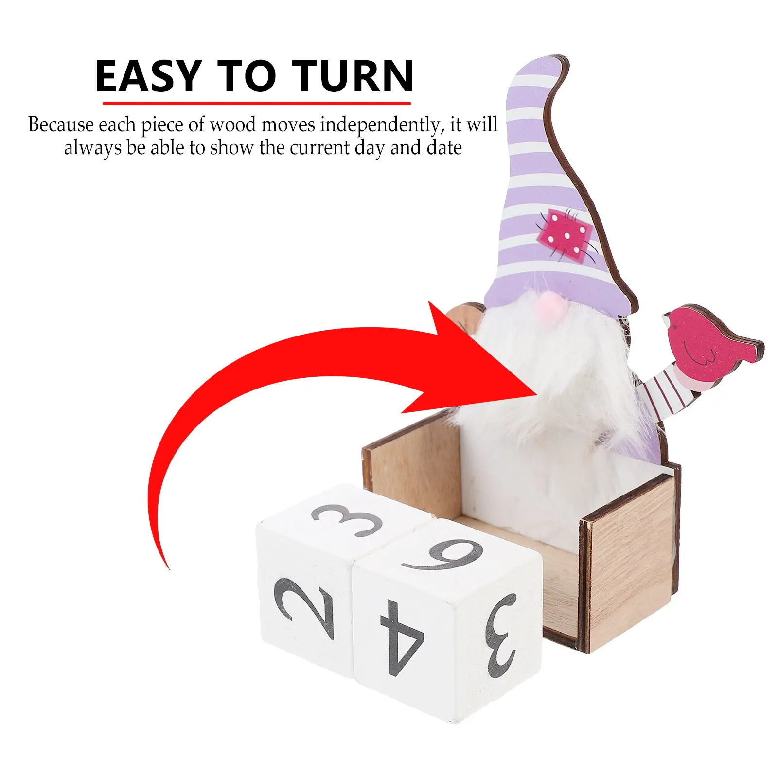 

1Pcs Christmas Desktop Wooden Calendar Perpetual Month Date Display Block Table Calendar for Living Room Office