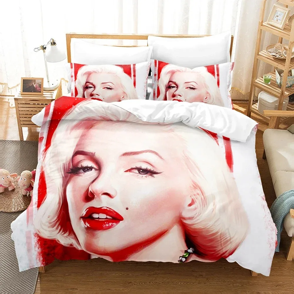 Marilyn Monroe Bedding Set,Boy&Girl Duvet Cover Pillow Case Gift, Home Bedroom Quilt Set Large King 260x220cm ﻿