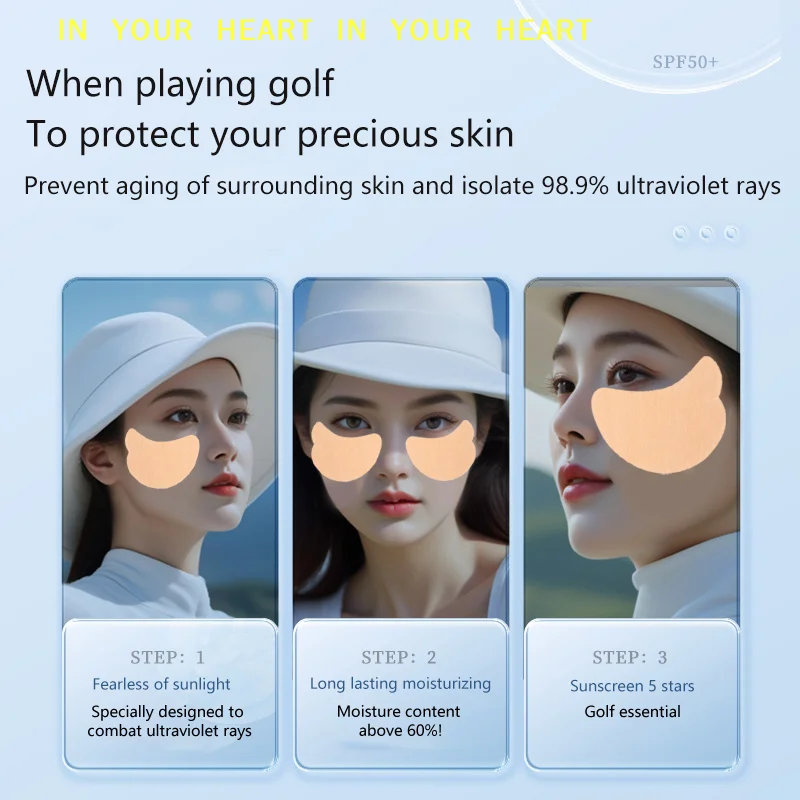 【X】5 Pair Uv Face Patch Golf Sun Protection Patches Moisturizing Breathable Sun Protection Face Patch For Golfs Beach Travel