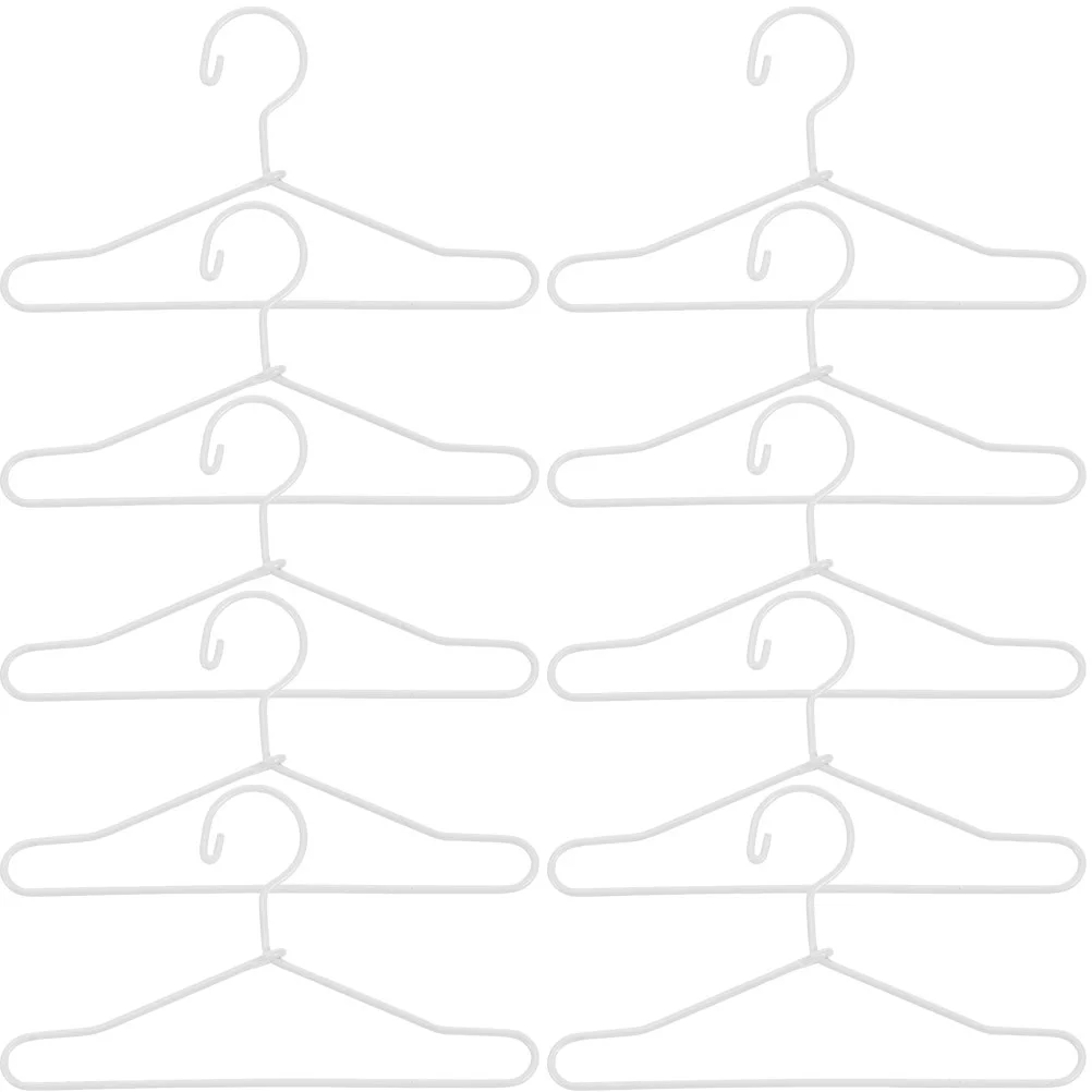 10 Pcs Mini Hanger Dress Holder Clothes Toy House Metal Rack Coat Stand Fairy Accessory Wardrobe Small Dolls Organizer