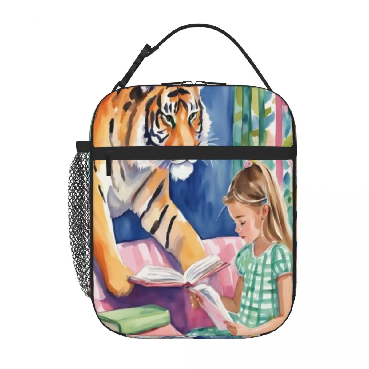 Hot Sale When Tiger Ate My Homework Whimsical Kids Art Animal Print Lunch Bag Back To School Lunch Tote