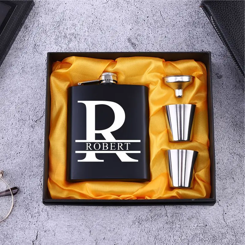 

Personalized Flask 6oz Hip Flask Stainless Steel Engrave Flask Best Man Groom Gift White Box Packing Wedding Customized Logo