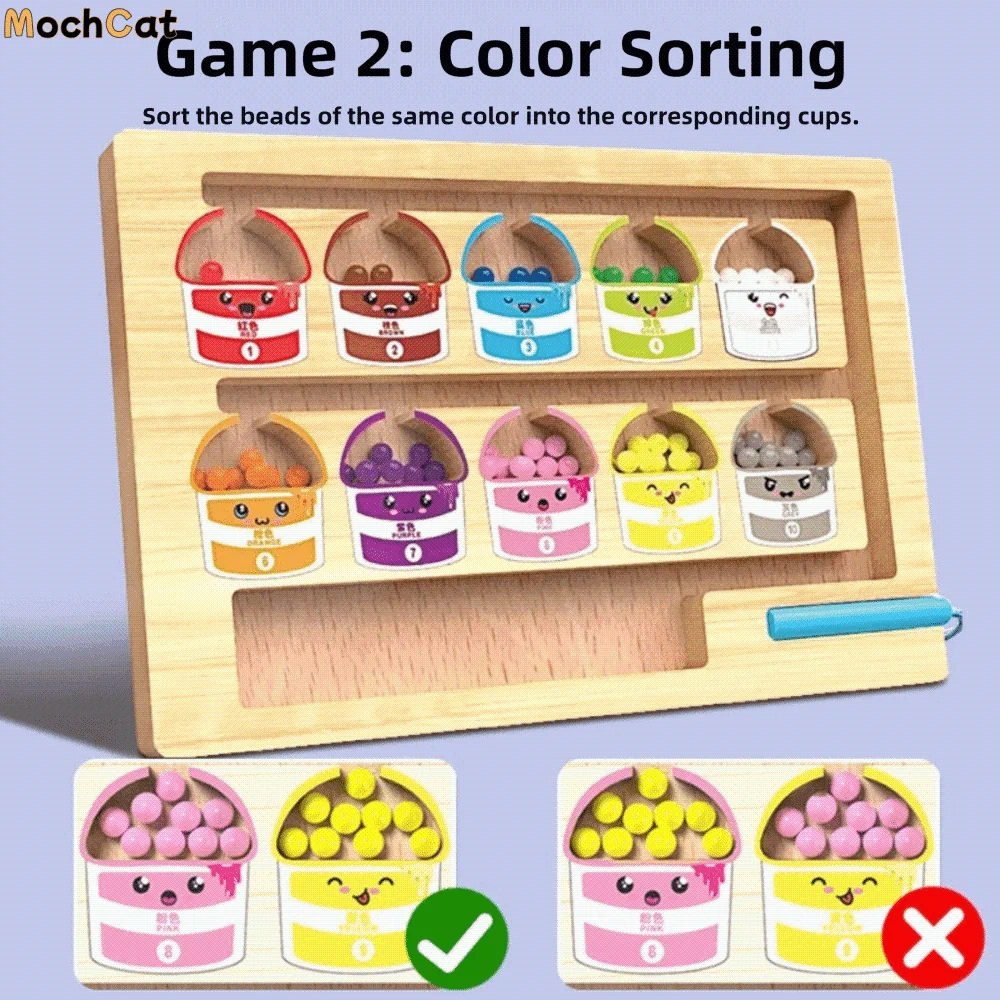 

Magnetic Color Sorting Magnetic Maze Toy Montessori Style Wooden Material Number Maze Toys Puzzle Practice Walking Ball