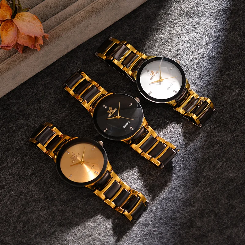 ORLANDO-relojes de lujo para hombres, reloj de pulsera de acero de cuarzo dorado negro, reloj de moda exquisito, recién llegado