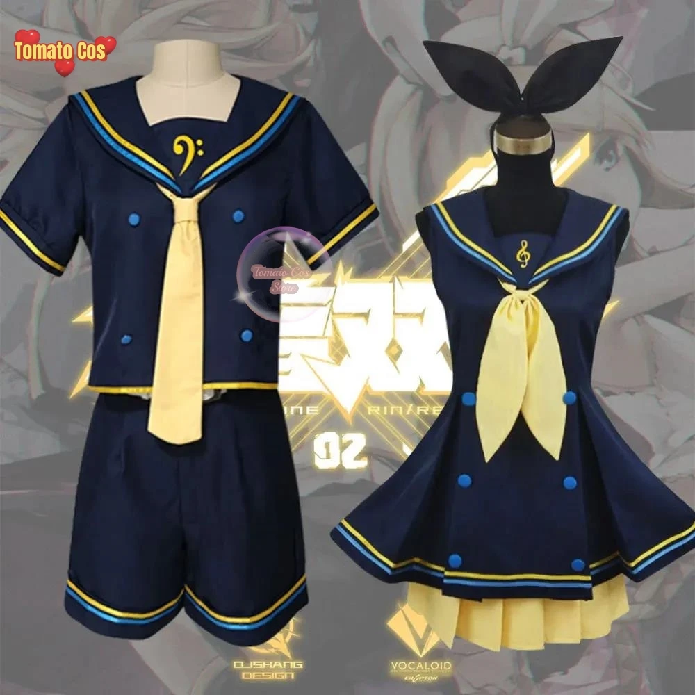 New Rin Len Halloween Uniform Cosplay Complete Costumes Sets Tops+Shorts Accessories Women Men Suit