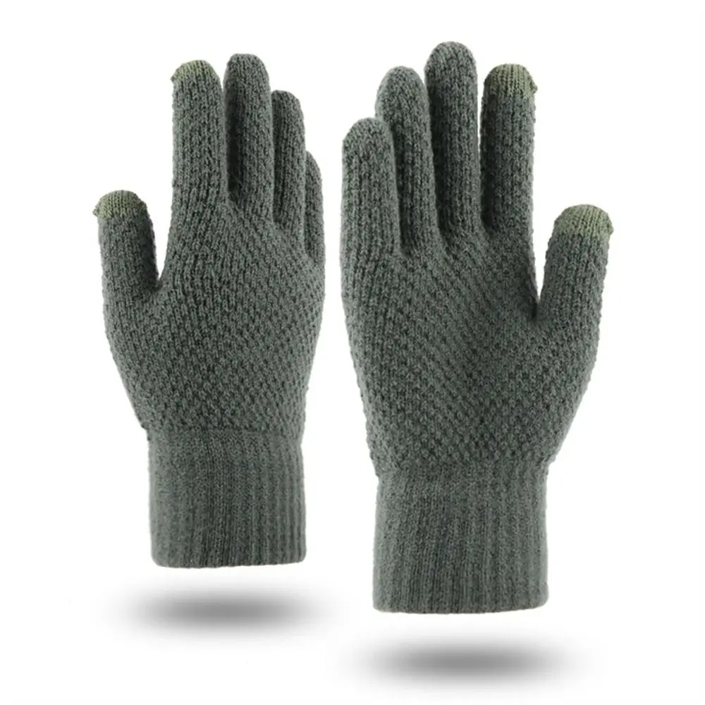 

Повседневные шерстяные мужские вязаные перчатки, толстые, ветрозащитные, морозостойкие, с защитой для всех пальцев, сенсорные, для активного отдыха и путешествий
