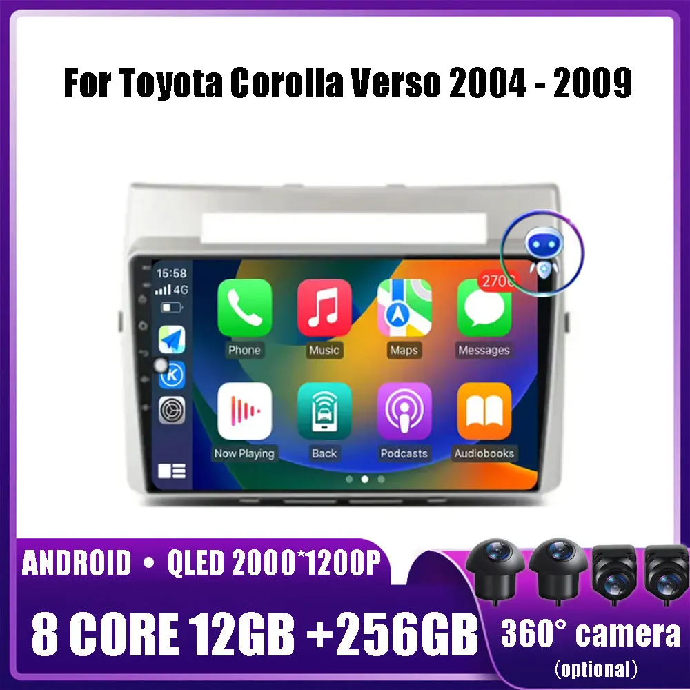 

Android 14 for Toyota Corolla Verso 2004 - 2009 Car Multimedia Player Head Unit Stereo GPS Navigation car accessories tools WIFI