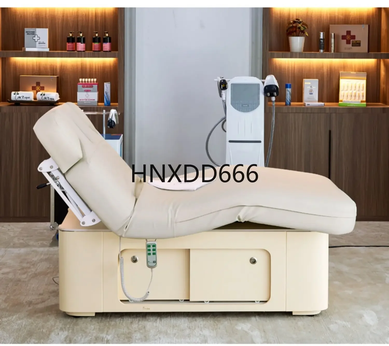 Solid Wood Electric Lifting Beauty Bed Massage Table with Adjustable Base for Salon Spa Home Use