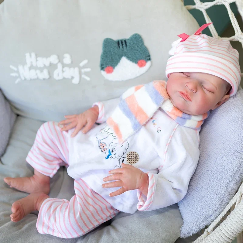 19inch Newborn Baby Size Reborn Baby Doll Popular Laura Soft Cuddly Lifelike 3D Skin Visible Veins High Quality Art Dolls