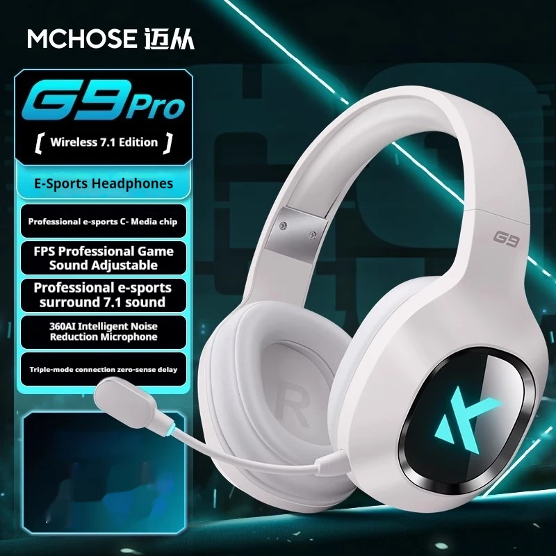

AI Noise Canceling Original MCHOSE G9 Pro Gaming Headphones Customized Tri-mode Wireless Bluetooth Microphone Music Headset Pc