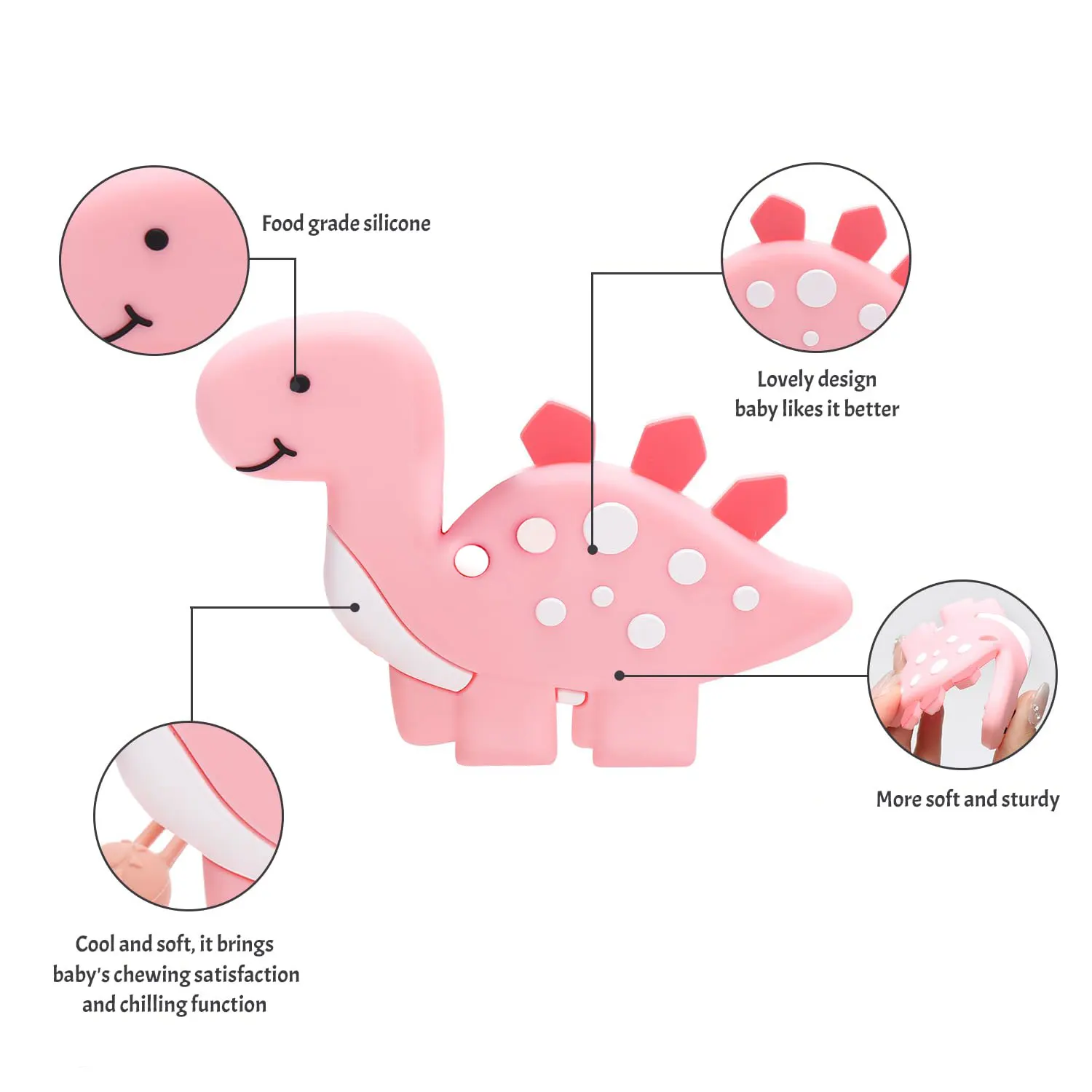 Noworodek dinozaur gryzak żywność dla dzieci silikon bezpieczne żucie zabawki ząbkujące na ząbkowanie, gryzienie i potrzeby żucia
