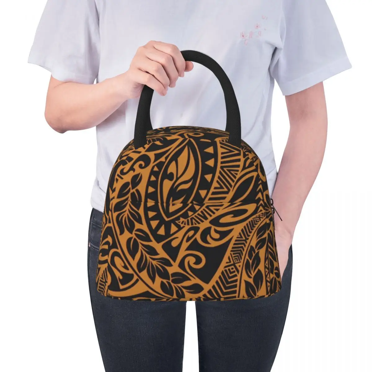 NOISYDESIGNS Lunch Bag Insulated Polynesian Tribal Print Picnic Carry Case Thermal Portable Bento Box Women Kids Men Lunch Totes