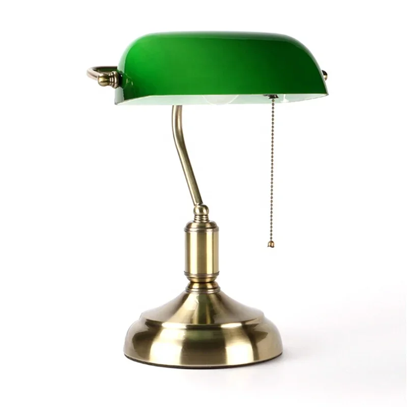 Green Glass Bankers Desk Lamp Stained Glass Antique Desk Lamps Vintage Table Lamp Decor Nightstand