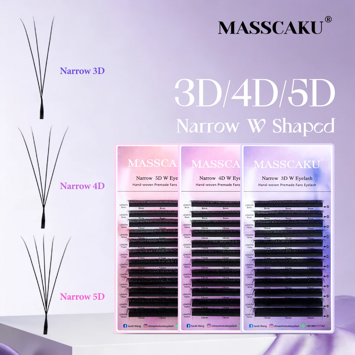 

MASSCAKU Narrow 3D-5D W Lashes Smaller Opening W Shaped Eyelash Extension Premade Fans Natural Soft Individual Lashes Wholesales
