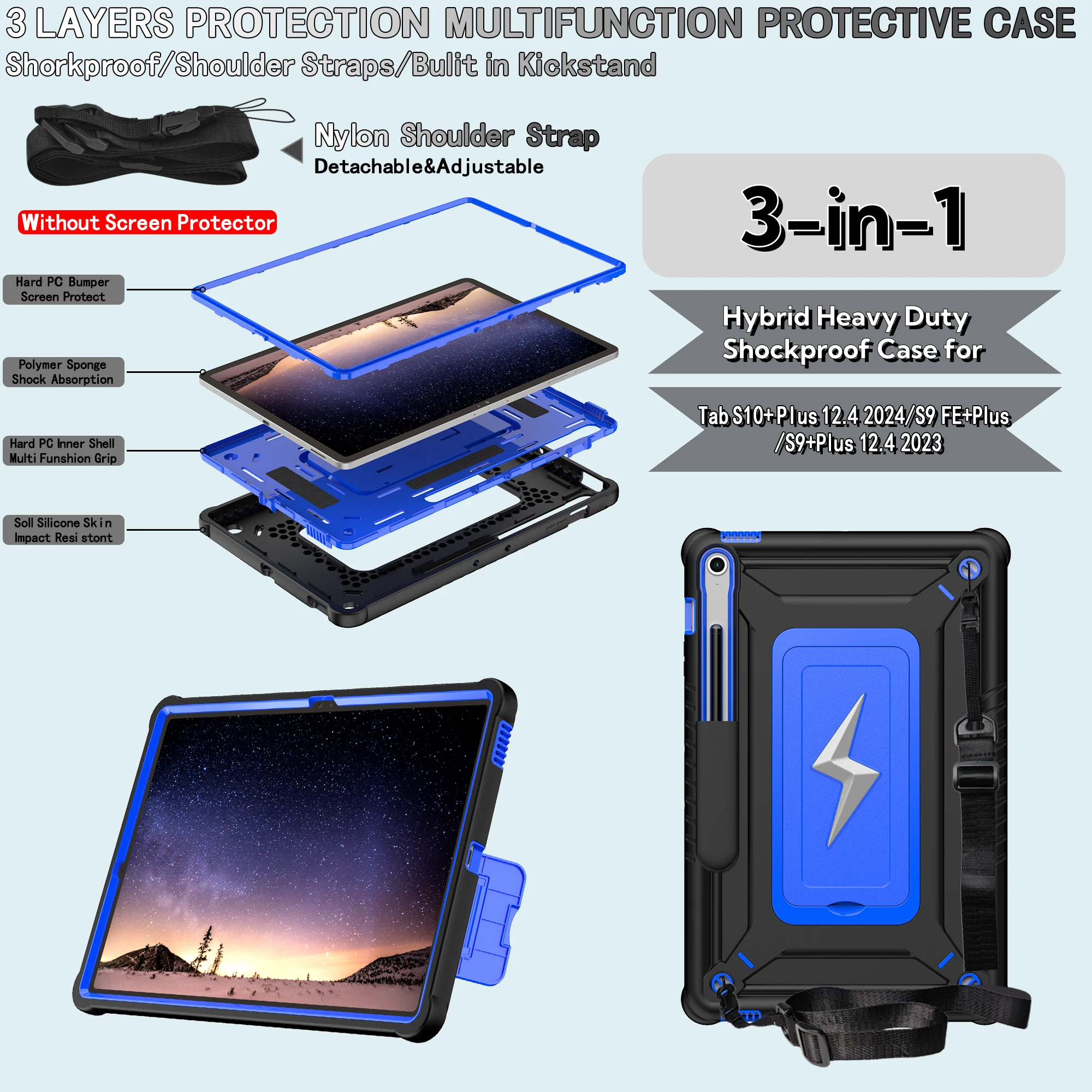 Kids Tablet Case For SAMSUNG Galaxy S10 FE Plus 13.1 inch X620 X626b Heavy Armor Shockproof Funda For S10 fe + 13.1 