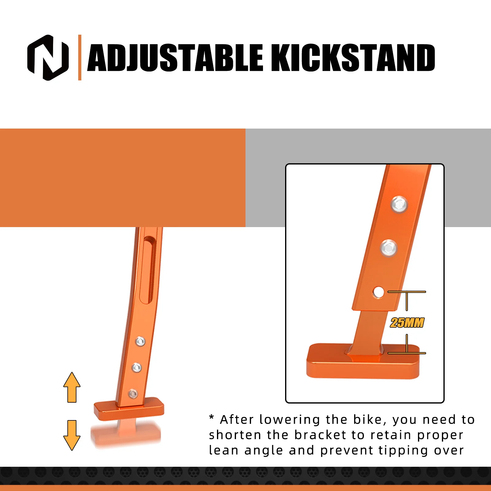 NICENC Für KTM SX-F 450 2016–2025, 25 mm verstellbarer Ständer, Seitenständer für KTM SX-F 350 SX 250 Husqvarna FC350 GasGas MC350F