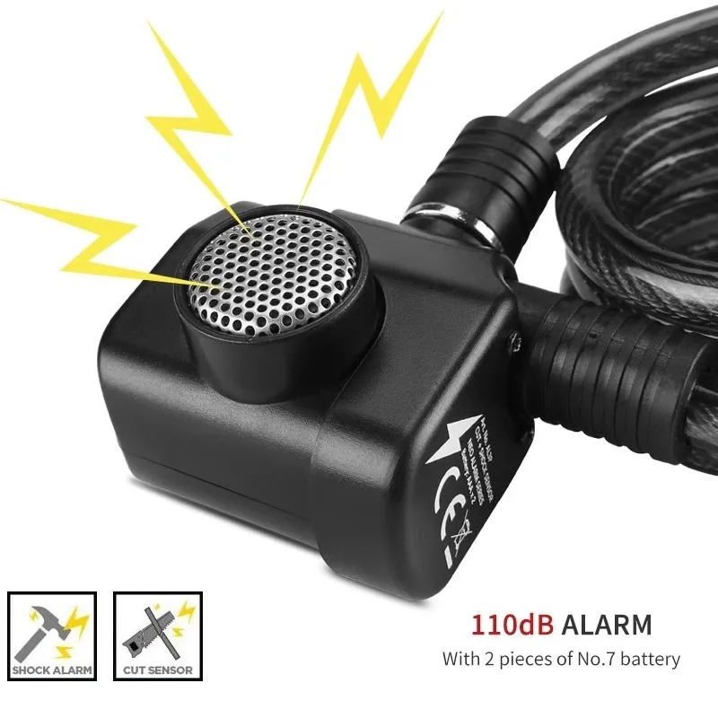 ULAC Alarm Lock Strong Steel Cable Anti-Theft Security Wire Suitable for Bicycle Electric Car Motocycle Cycling Parts