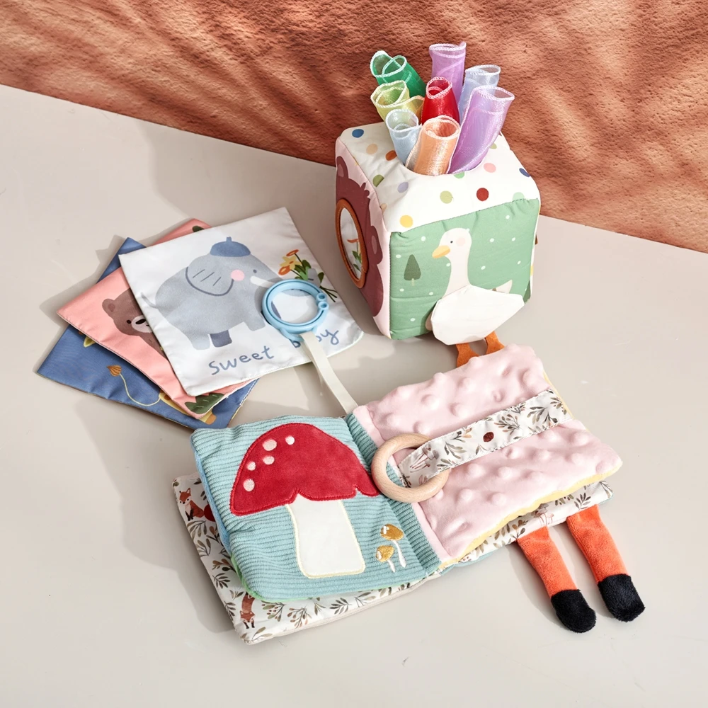 

Игрушки Монтессори, волшебная хлопковая коробка для салфеток с животными, детские упражнения на пальцы, занятая доска, игрушки для детей 0-12 месяцев, развивающие сенсорные игрушки