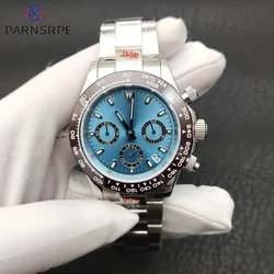 Men's Multifunction Quartz Watch Panda 3-Eye Chronograph VK63 Movement Classic Waterproof Luminous Calendar Display Watch