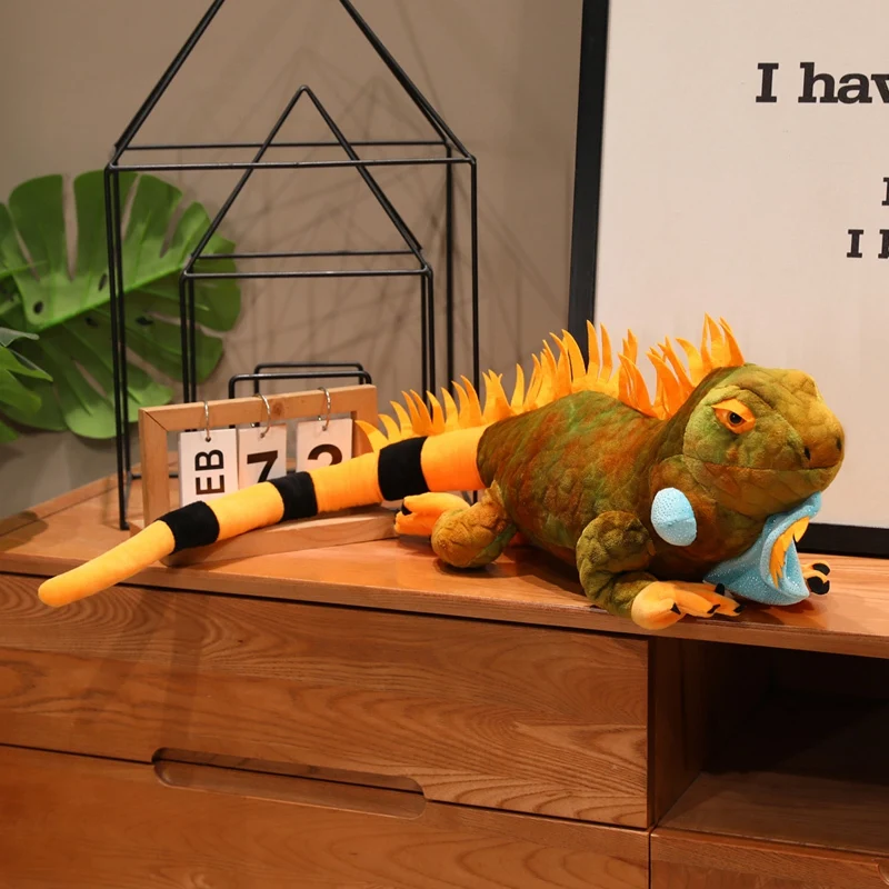 80x20x18cm Imulated American Green Bearded Lizard Plush Doll Simulated Animal Teaching Props Wildlife Enthusiasts' Collection