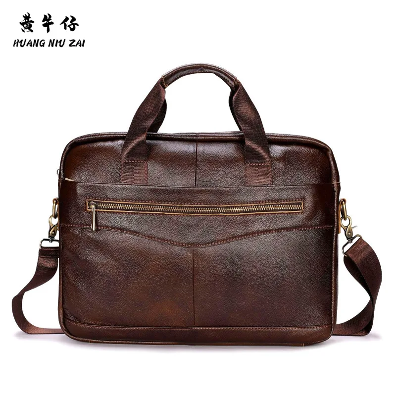 Men's Baotou leather retro handbag zipper horizontal briefcase folder organizer a4  expanding file folder  paper