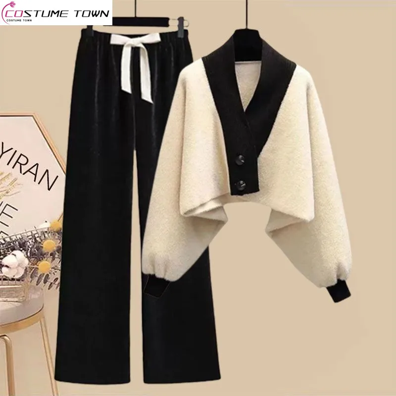 

Autumn and Winter Set Women's Korean Edition New Fashion Slimming Sweater High Waist Casual Pants Two Piece Set